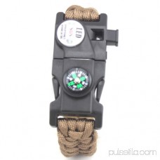 LED Light Outdoor Survival Camo Paracord Bracelet Flint Fire Starter Compass NEW (Green)